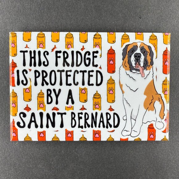 Saint Bernard Dog Fridge Protector Magnet Handmade Retro Pet Decor 2x3" - Picture 1 of 6